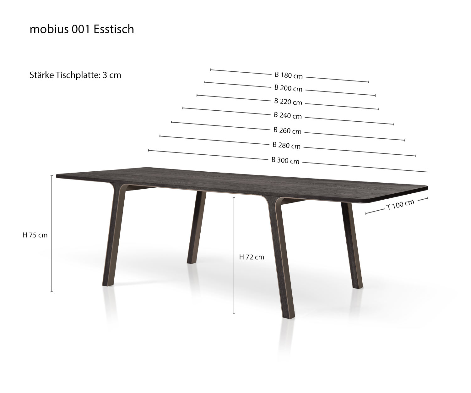 Designer Esszimmertisch mobius 001 von al2 Skizze Maße Größen Größenangaben Designer Esszimmertisch mobius 001 von al2 Skizze Maße Größen Größenangaben
