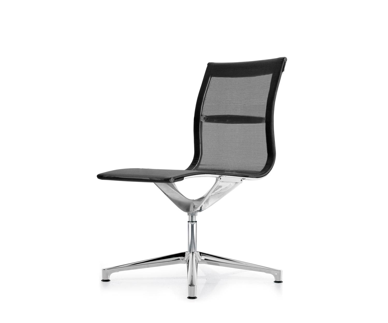 ICF Una Chair Managment Bürostuhl Design Drehstuhl 4 Arm ohne Rollen H42 cm ohne Mesh Elastic Mesh Schwarz 01