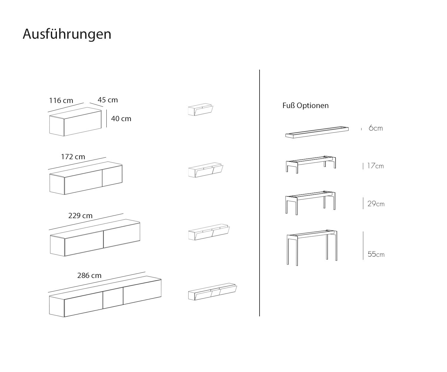 Designer Sideboard Malmö Punt Abmessungen Maßstab Skizze Größenangaben