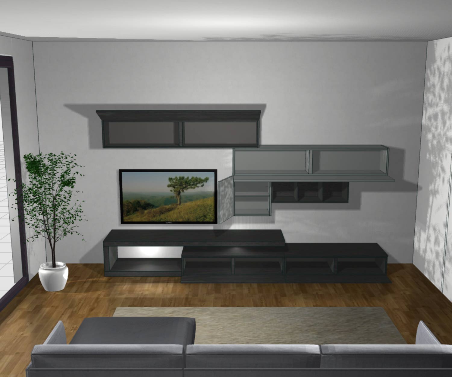 Hochwertige Designer Wohnwand C99 Türen offen Hochwertige Designer Wohnwand C99 Türen offen