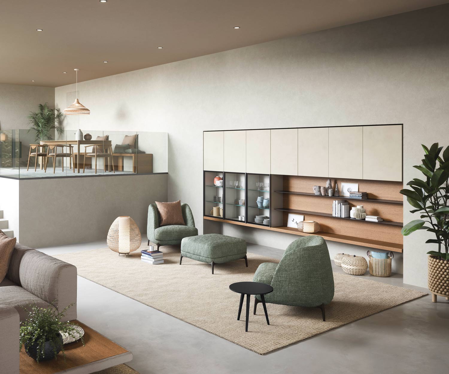 Black trio design coffee table from Novamobili next to sofa Black trio design coffee table from Novamobili next to sofa