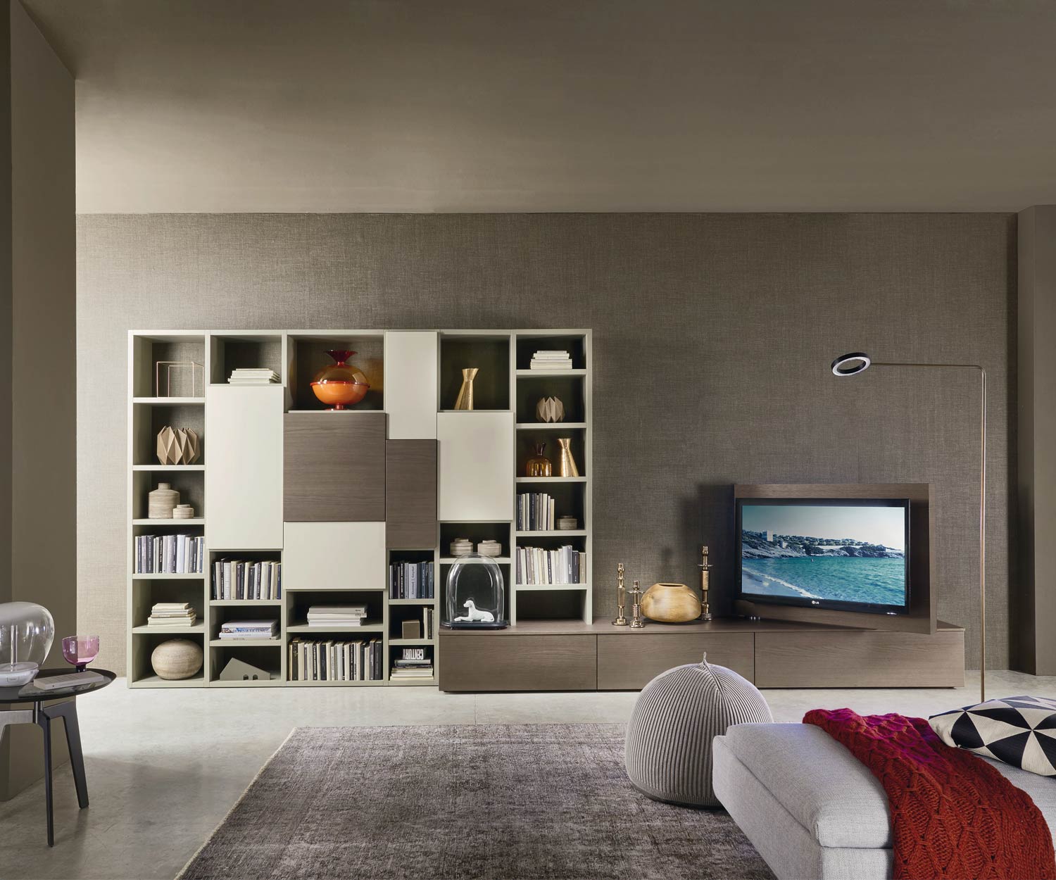 Exklusive Livitalia Design Wohnwand C45 mit Bücherregal