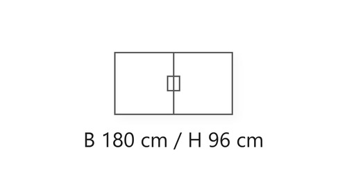 B 180 cm / H 96 cm / T 3,8 cm