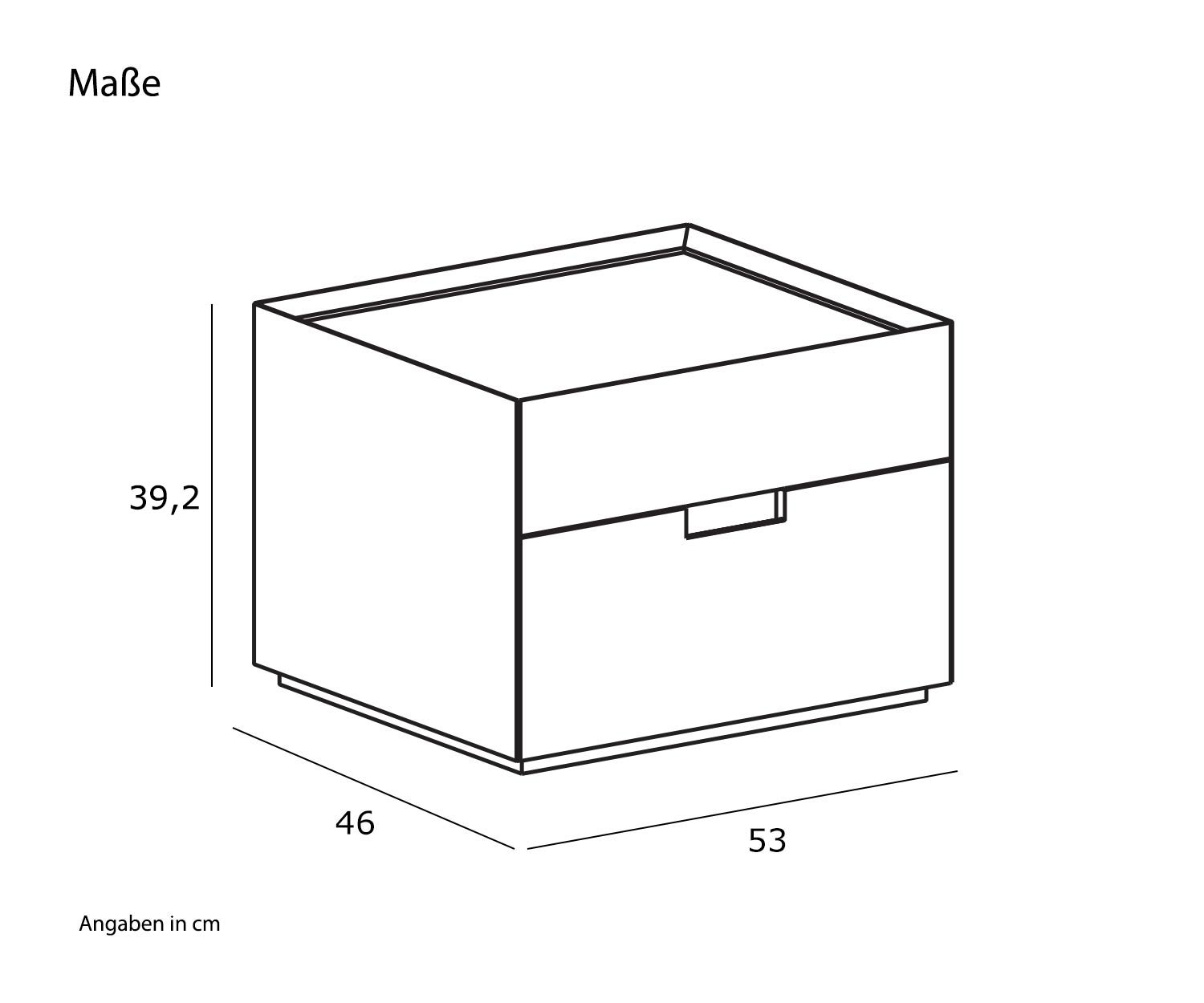 Novamobili Quarantacinque bedside table sketch dimensions