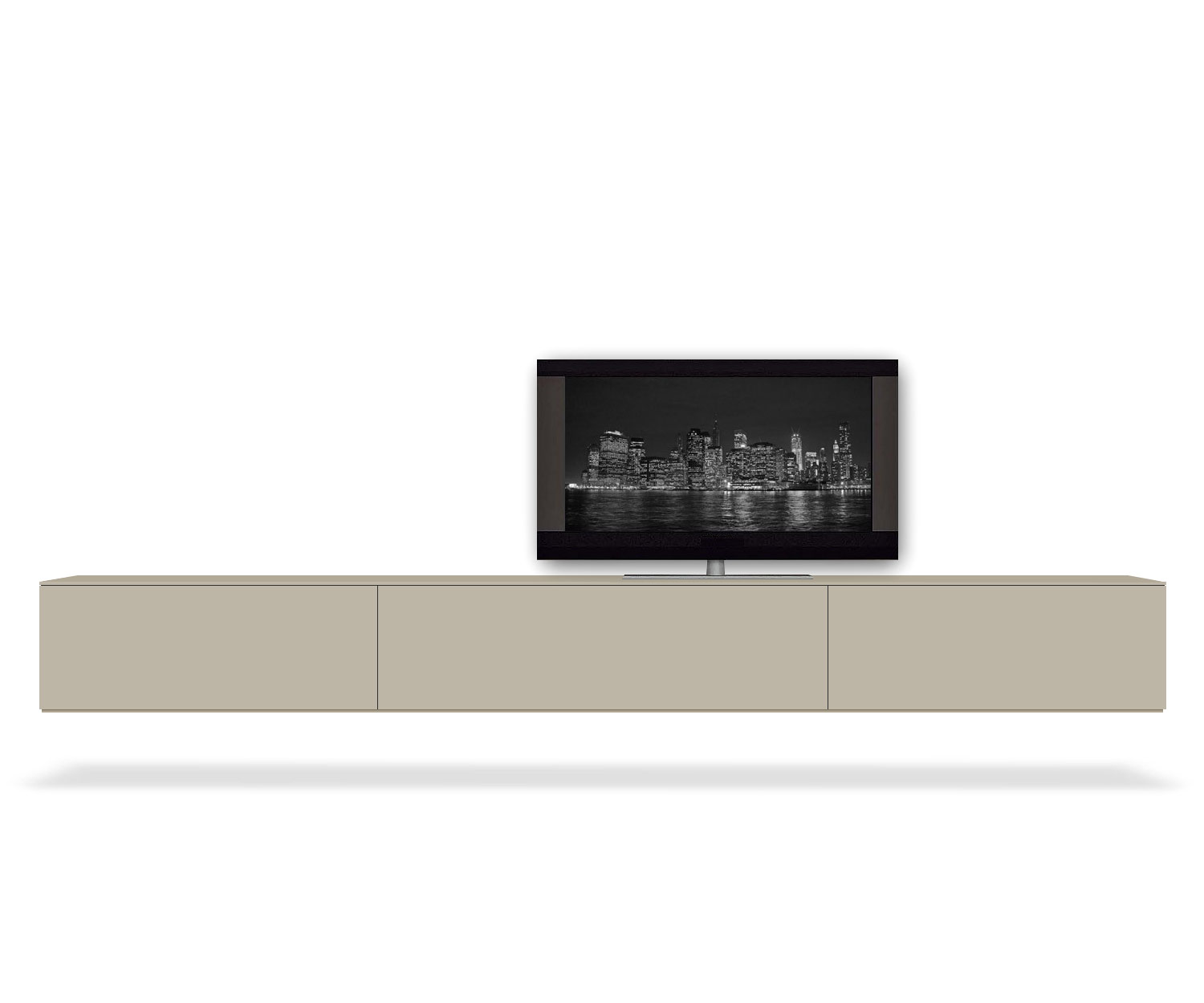 Novamobili Box Design Lowboard Konfigurator B 300 cm H 34,4 cm T 51,8 cm Matt Sabbia Hängend