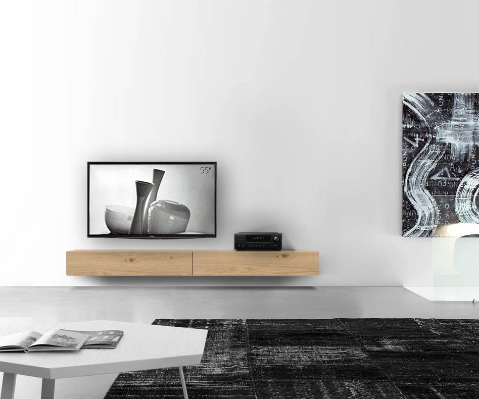 Livitalia Wooden design lowboard configurator wall 240 cm 24 cm 56 cm light oak Livitalia Wooden design lowboard configurator wall 240 cm 24 cm 56 cm light oak