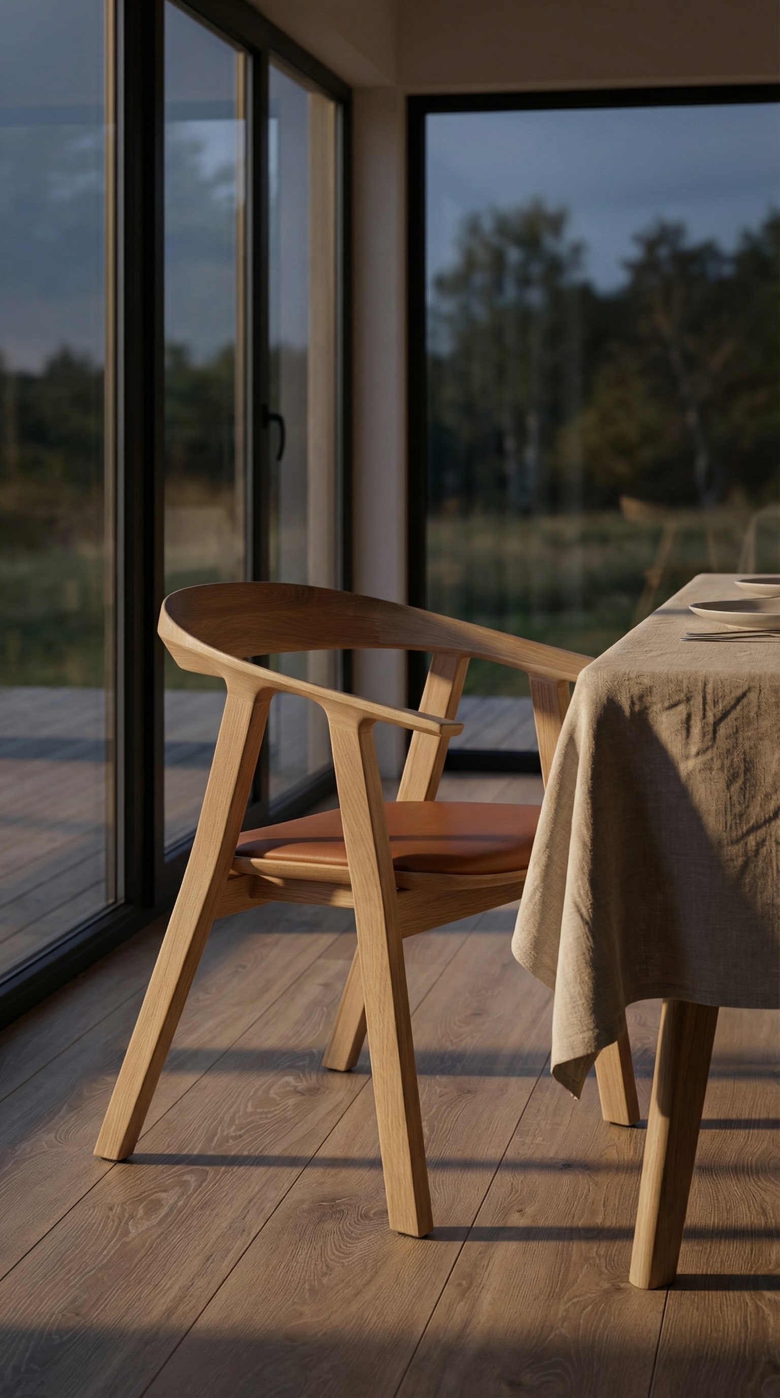 Prostoria Rhomb Holzstuhl aus hellem Massivholz mit Ledersitzfl&auml;che