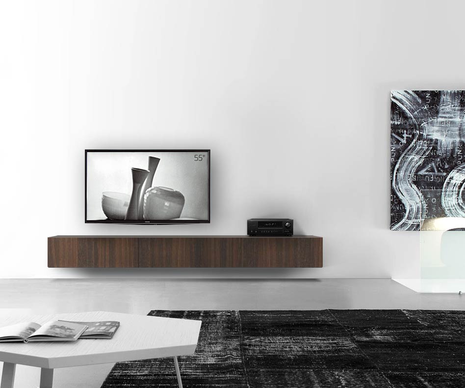 Livitalia Holz Design Lowboard Konfigurator Wand 270 cm 32 cm 56 cm Eiche braun