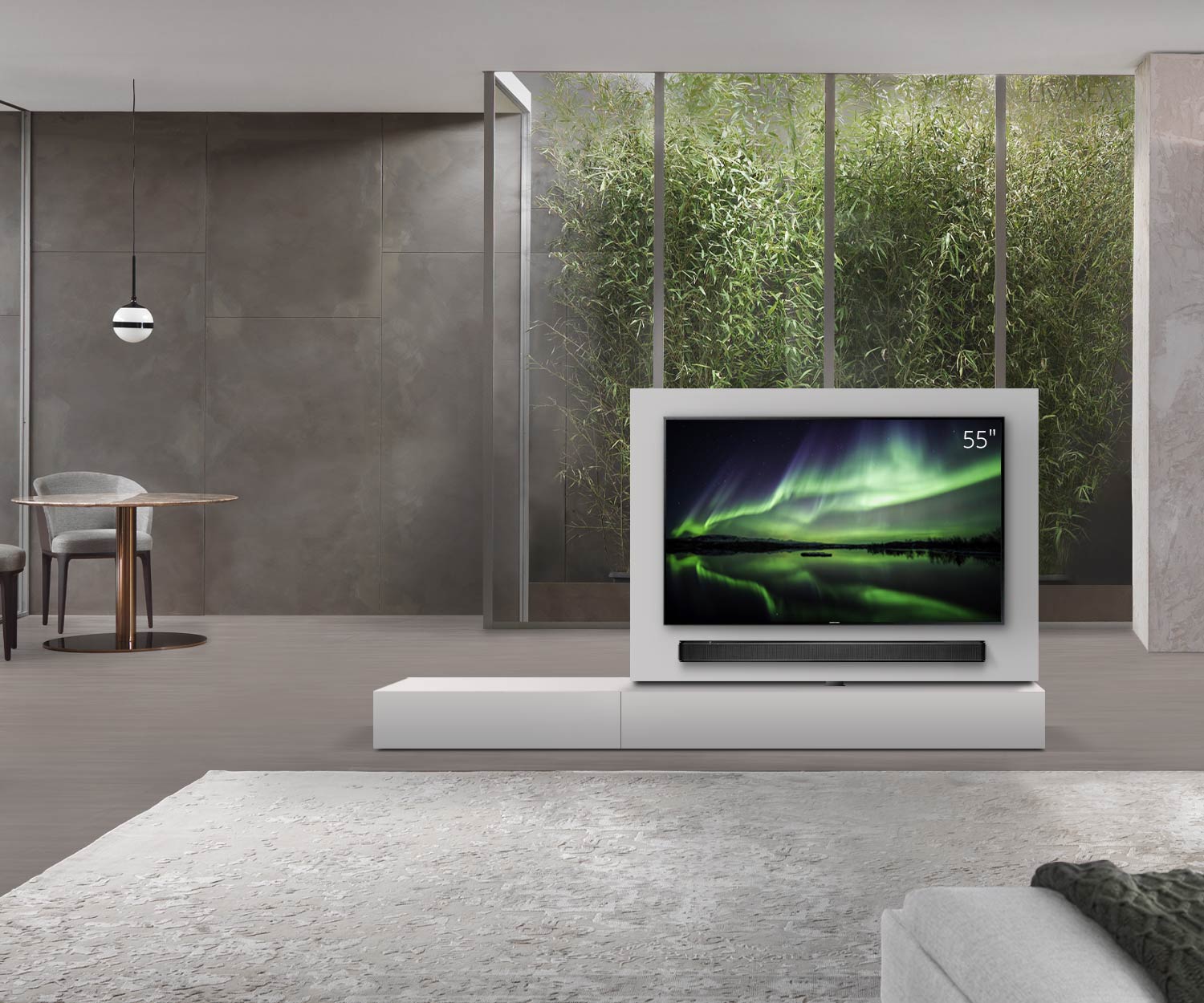 Livitalia Roto Design Lowboard Raumteiler mit drehbarem TV Paneel B150 65 H25 T56 ArticoM B90li oBox