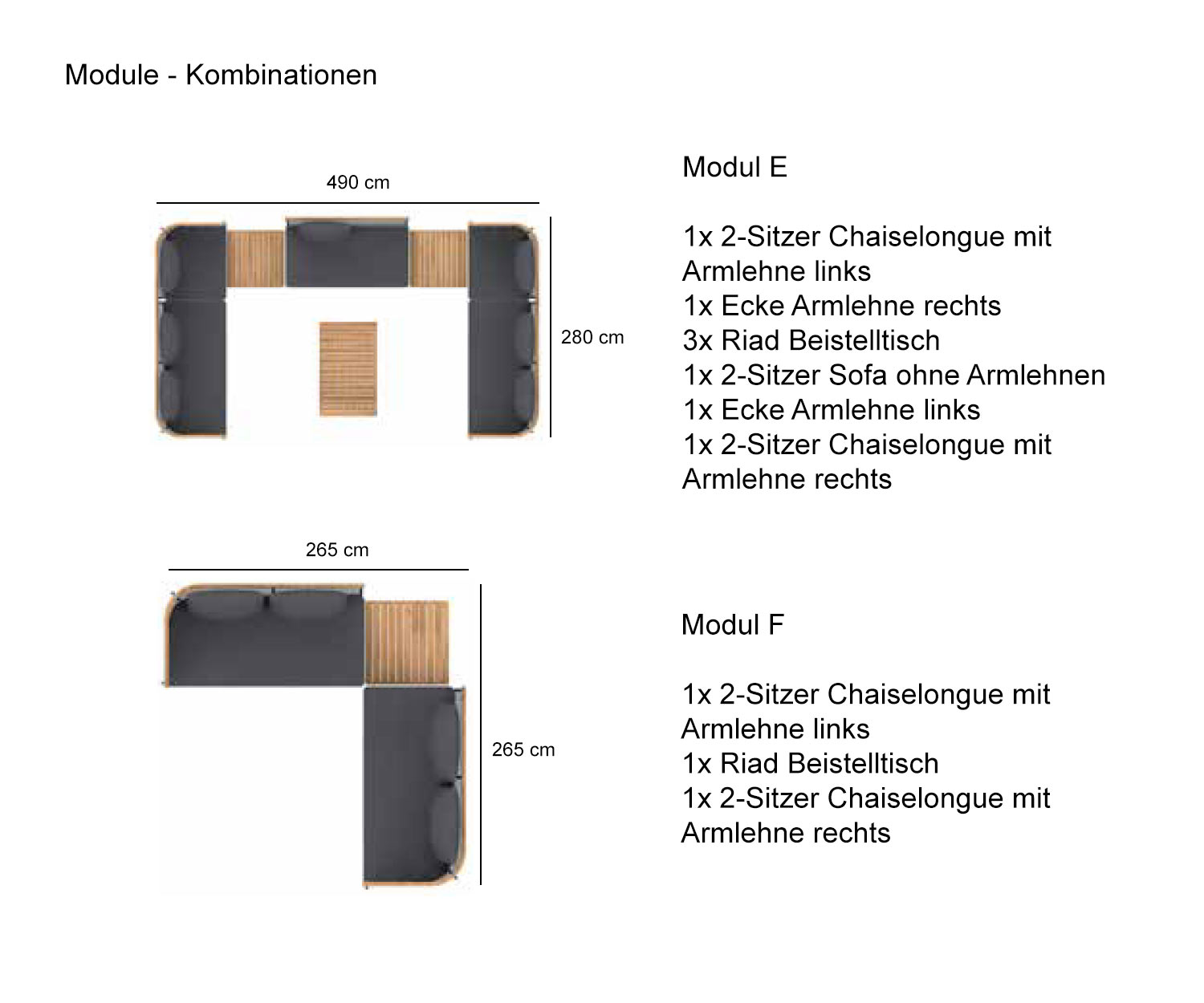 Modul Kombinationen des Oasiq Riad Gartensofas Modul Kombinationen des Oasiq Riad Gartensofas