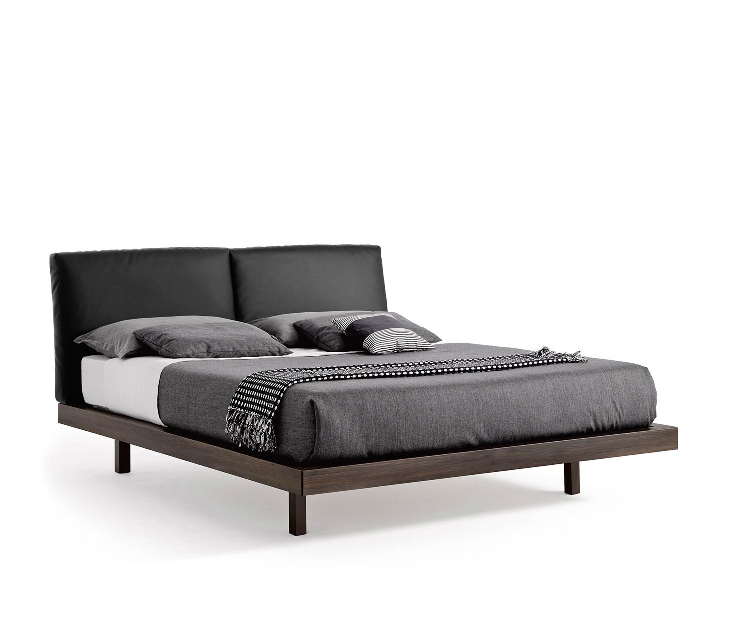 Novamobili Design bed Nido with bed surround in dark elm