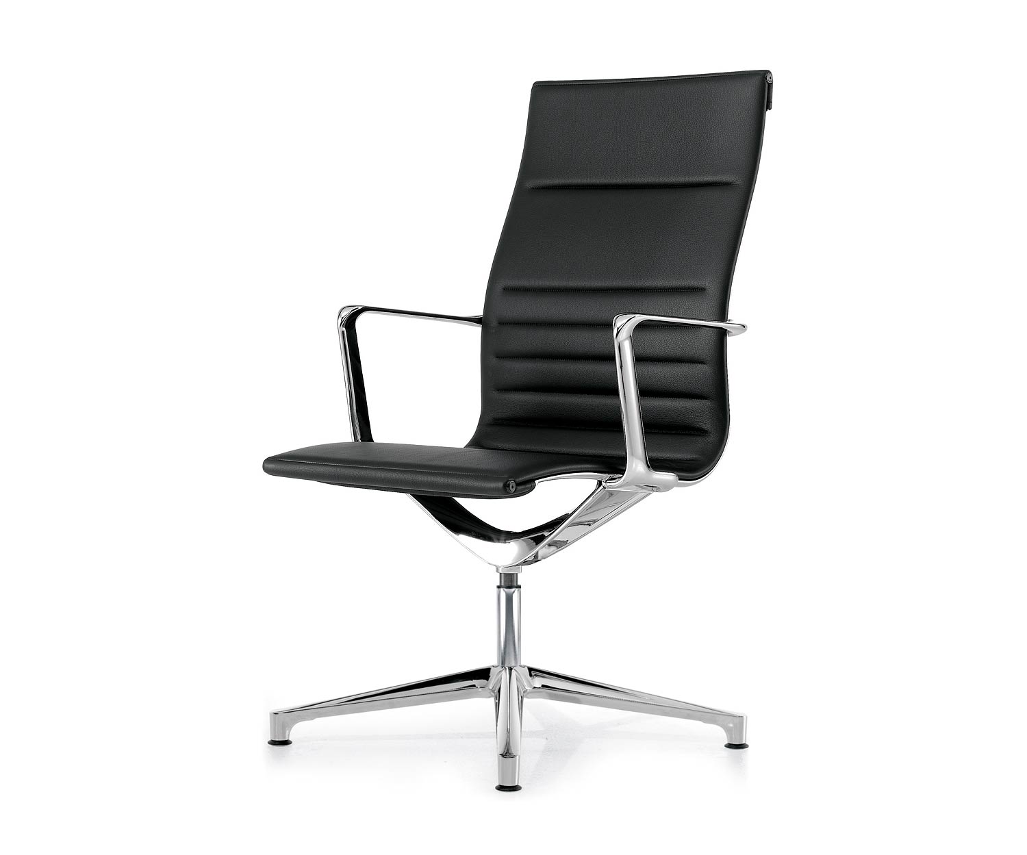 ICF Una Chair Managment Bürostuhl Design Drehstuhl 4 Arm ohne Rollen H58 cm mit Leder Leder Schwarz 901