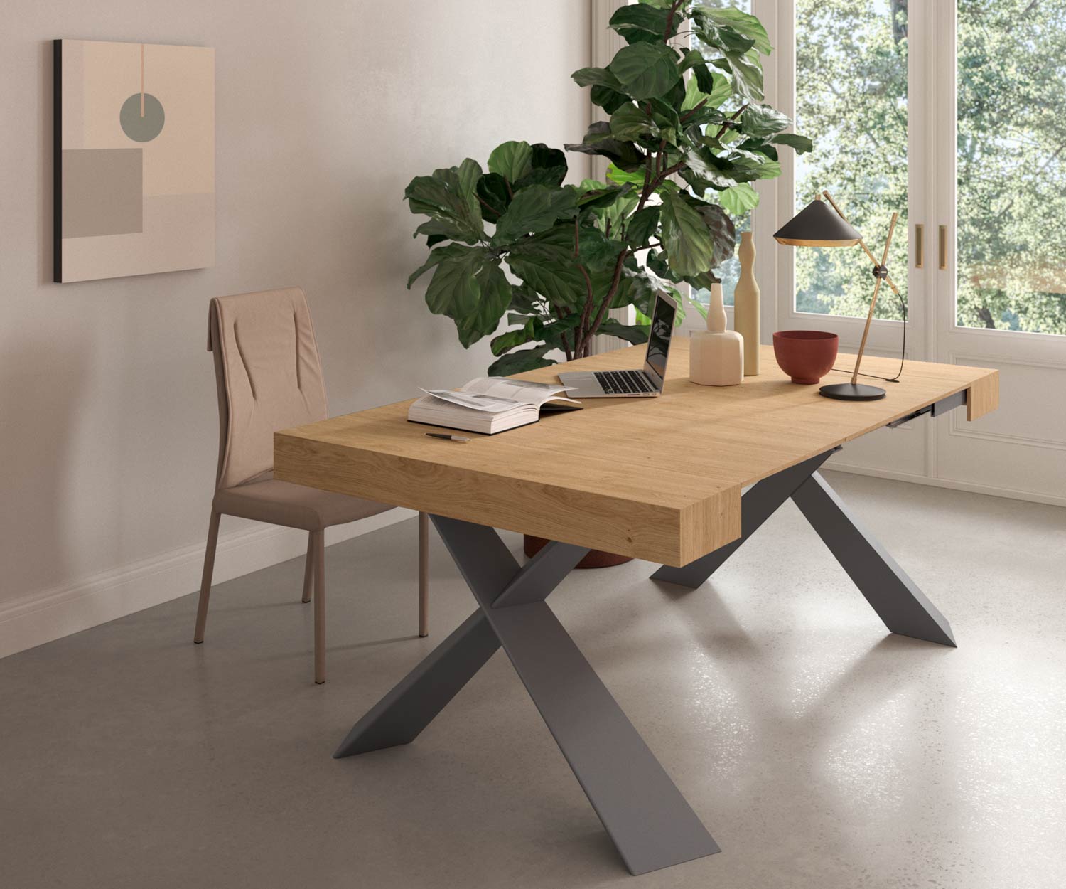 OzzioConsole T024 with metal legs light oak OzzioConsole T024 with metal legs light oak