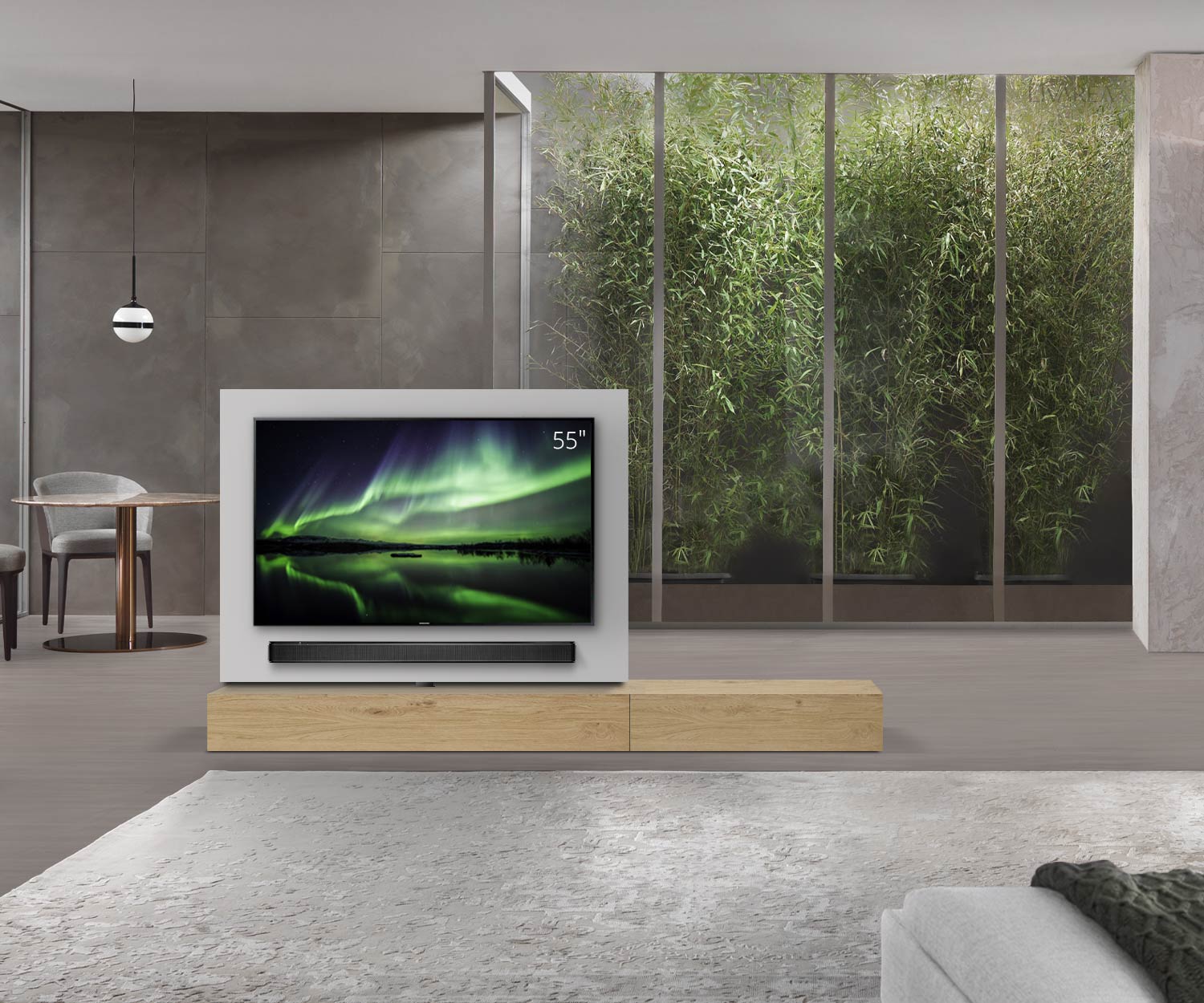 Livitalia Roto design lowboard room divider with swivelling TV panel W150 65 H25 D47 EiHe B90re oBox Livitalia Roto design lowboard room divider with swivelling TV panel W150 65 H25 D47 EiHe B90re oBox