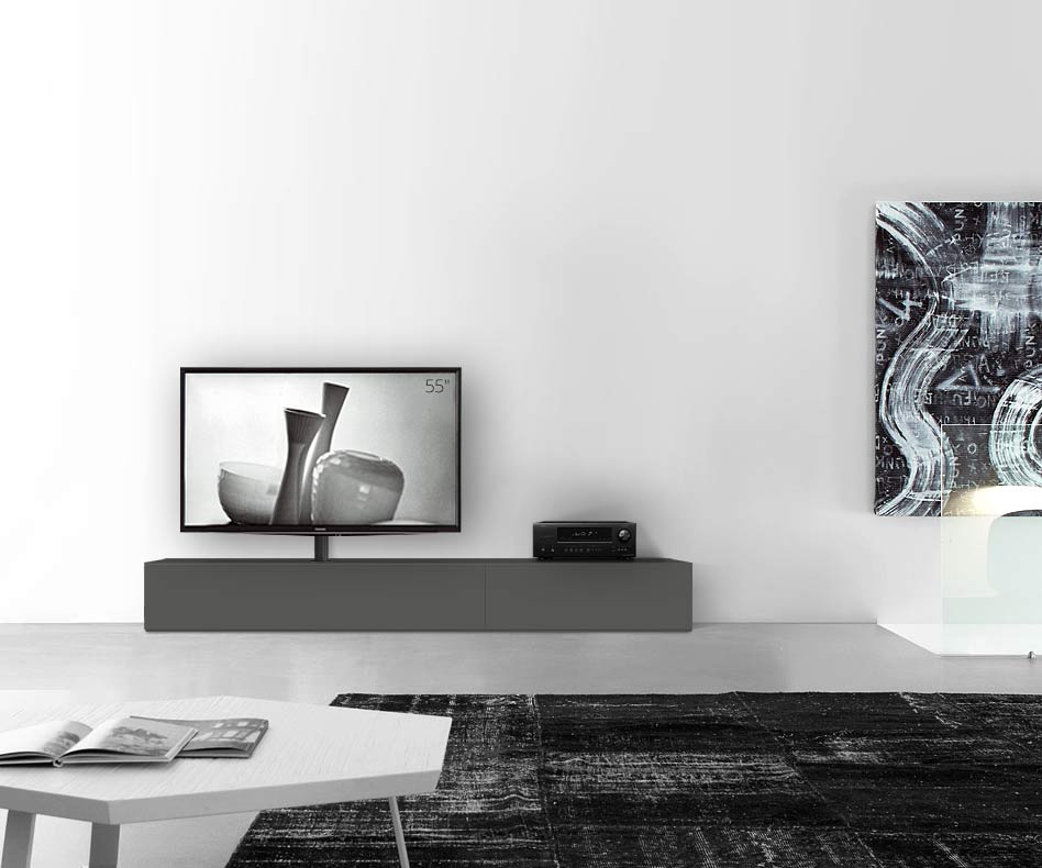 Design Lowboard Konfigurator mit TV Halterung Boden Breite 240 33,5 45 links matt dunkelgrau