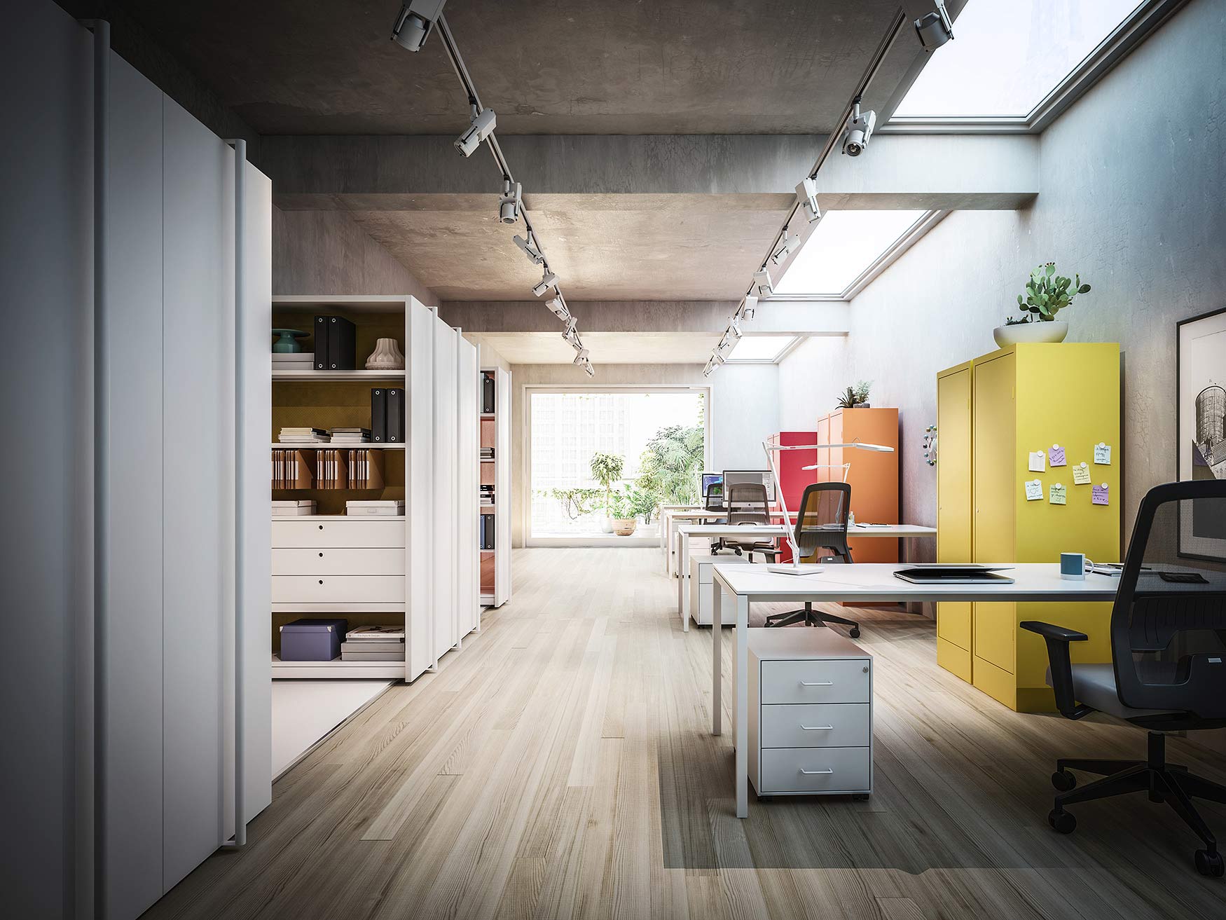 Sliding design filing cabinet