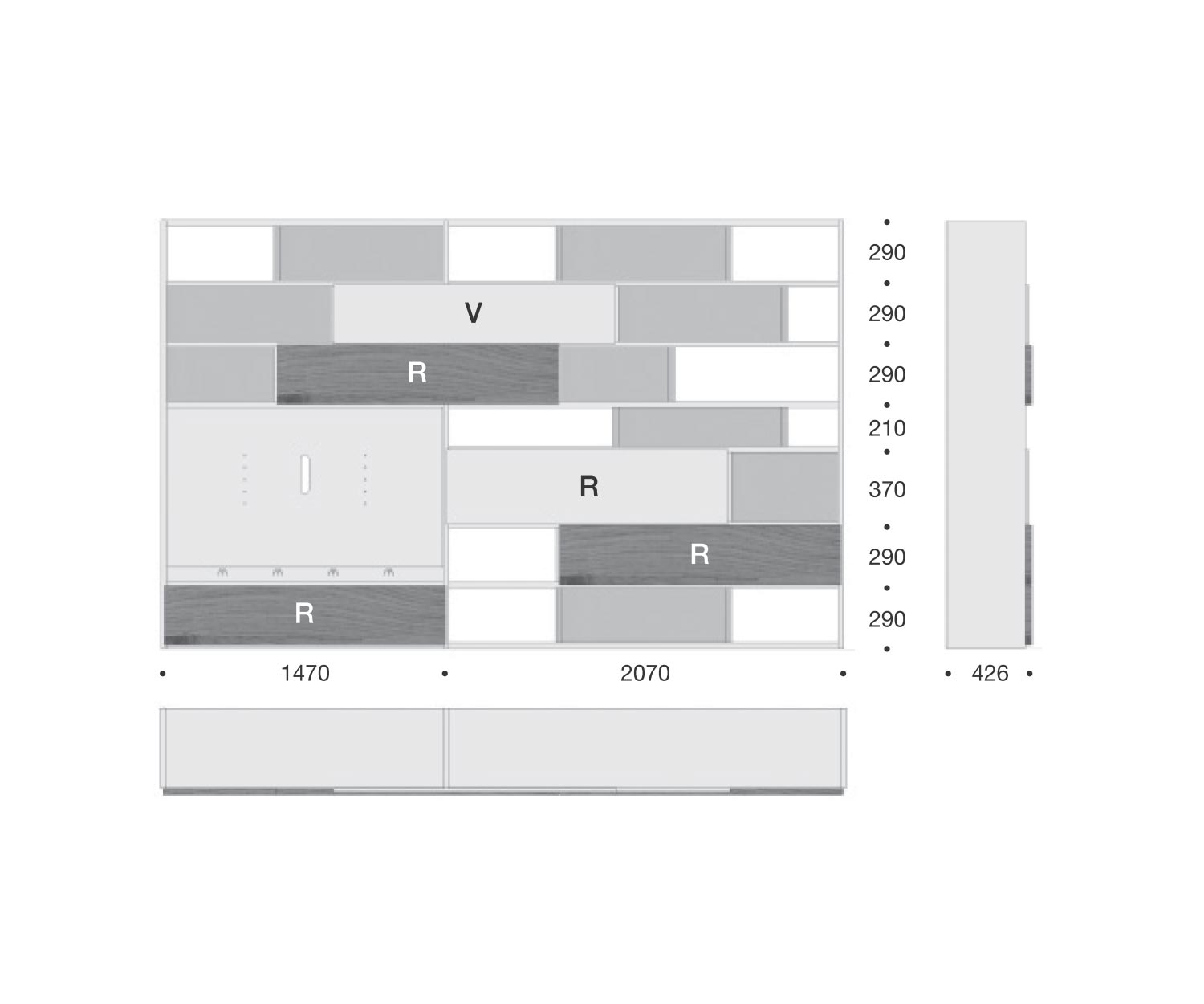 Livitalia Design Bücherregal C51 Skizze Maße Größen Größenangaben Livitalia Design Bücherregal C51 Skizze Maße Größen Größenangaben