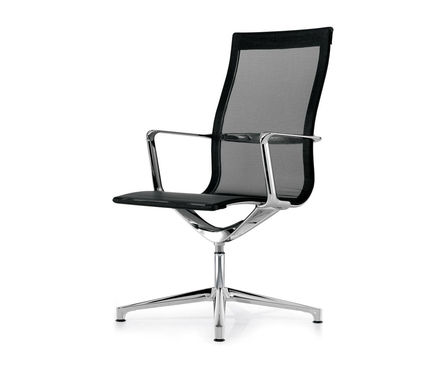 ICF Una Chair Managment Bürostuhl Design Drehstuhl 4 Arm ohne Rollen H58 cm mit Mesh Elastic Mesh Schwarz 01 ICF Una Chair Managment Bürostuhl Design Drehstuhl 4 Arm ohne Rollen H58 cm mit Mesh Elastic Mesh Schwarz 01