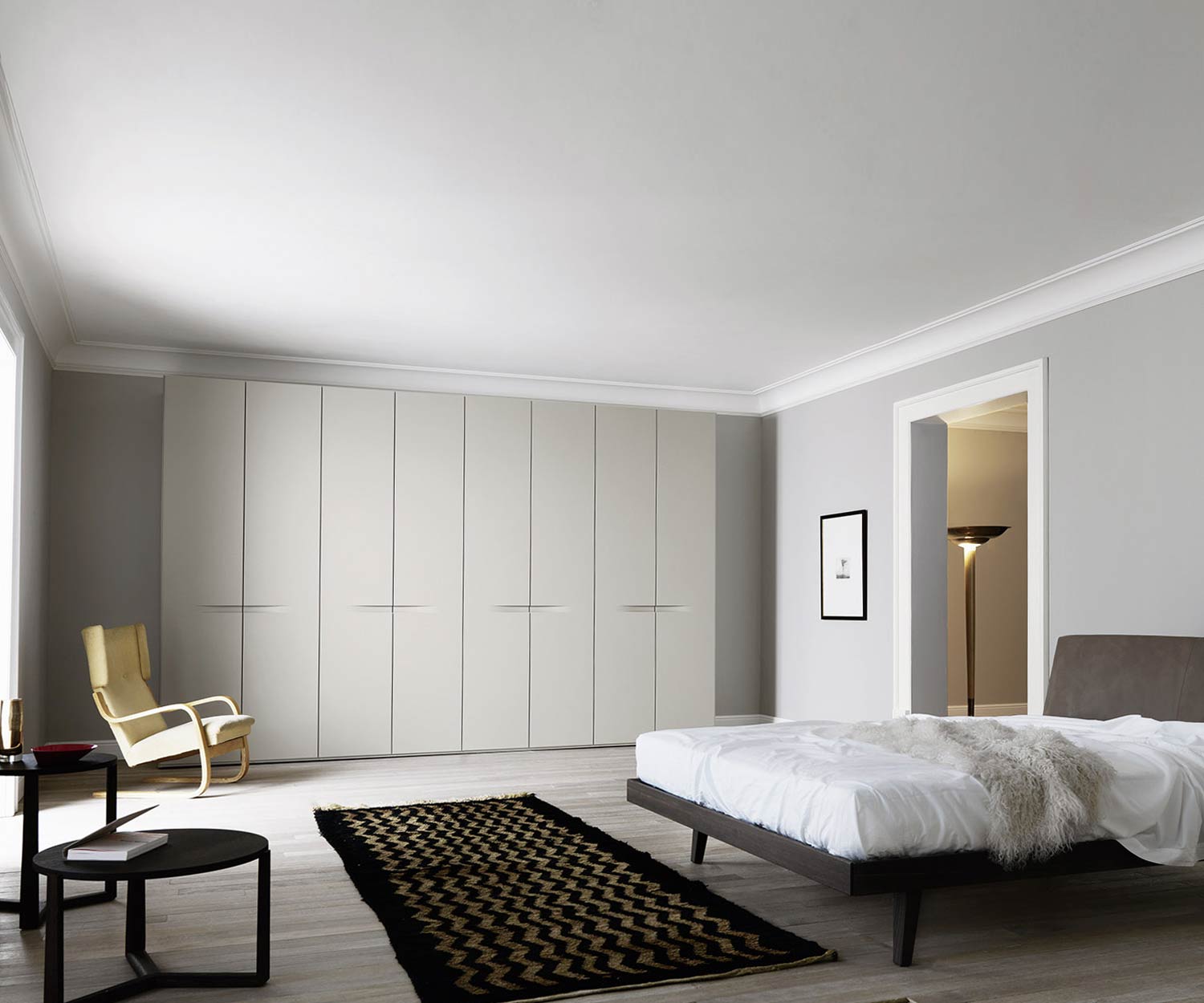 High-quality Livitalia Bedroom design wardrobe Vela in light grey matt