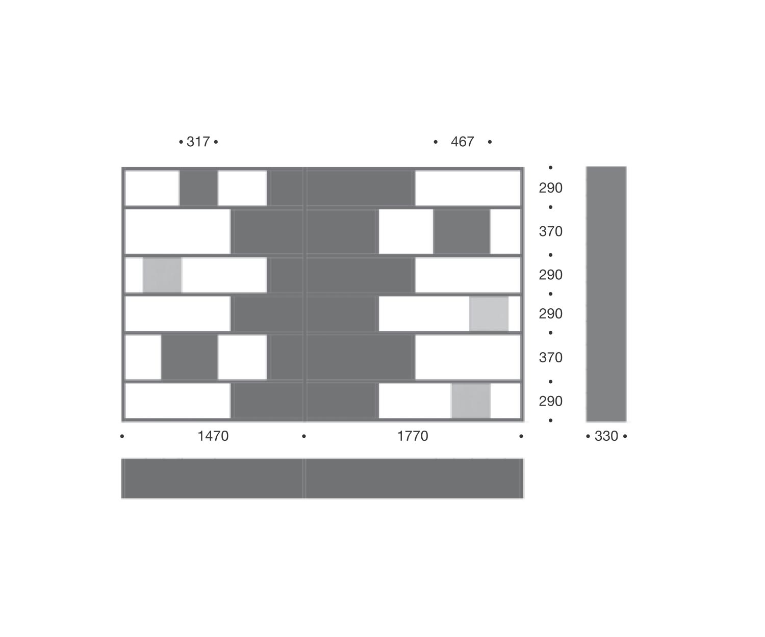 Livitalia Design bookcase C85 Dimensions Sketch Sizes Sizes