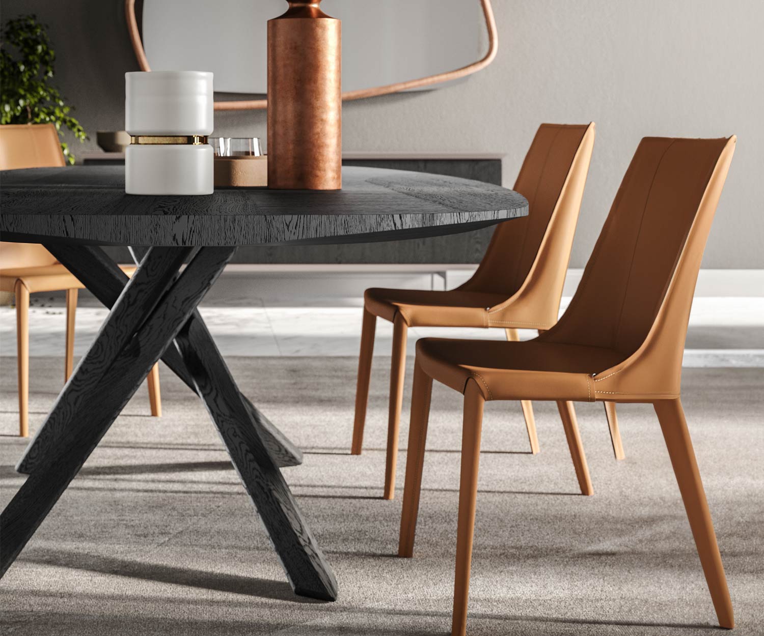 OzzioArizona Fisso T257 dining table with round corners Oak Carbone Black OzzioArizona Fisso T257 dining table with round corners Oak Carbone Black