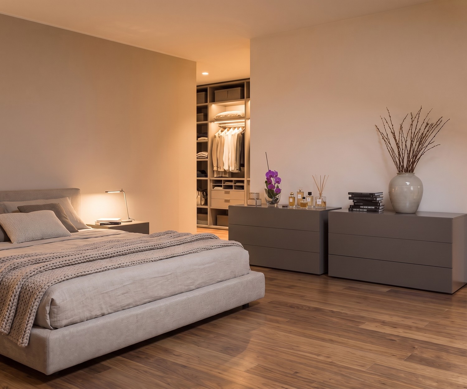 Moderne Novamobili Kommode Easy mit 3 Schubladen Novamobili Kommode Easy mit 3 Schubladen im modernen Schlafzimmer, graues Sideboard für minimalistischen Stauraum