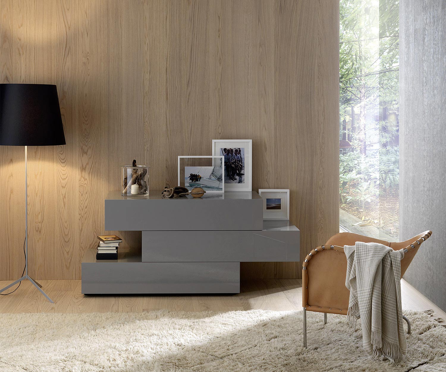 Exklusive Livitalia Valeo Design Kommode in Dunkelgrau Matt Exklusive Livitalia Valeo Design Kommode in Dunkelgrau Matt