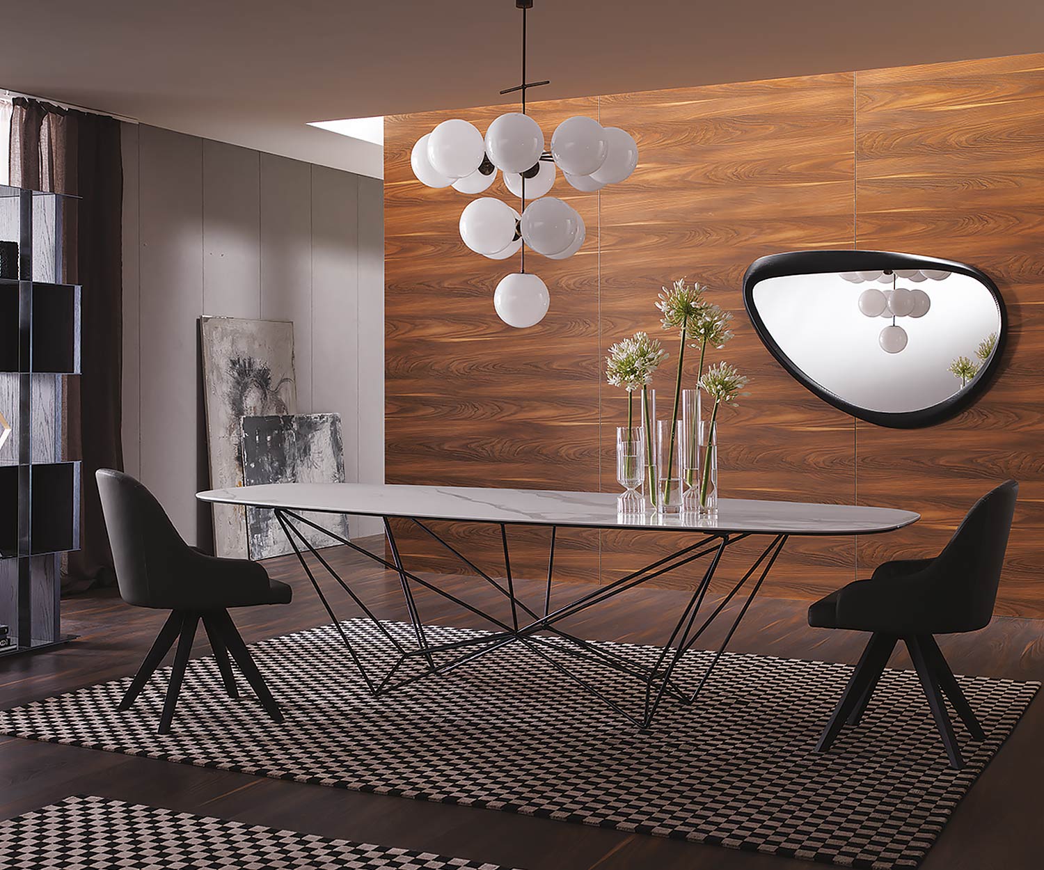 Großer Design Esstisch Ozzio Fil8 Fisso T237 mit Calacatta Glas Keramik Tischplatte Großer Design Esstisch Ozzio Fil8 Fisso T237 mit Calacatta Glas Keramik Tischplatte