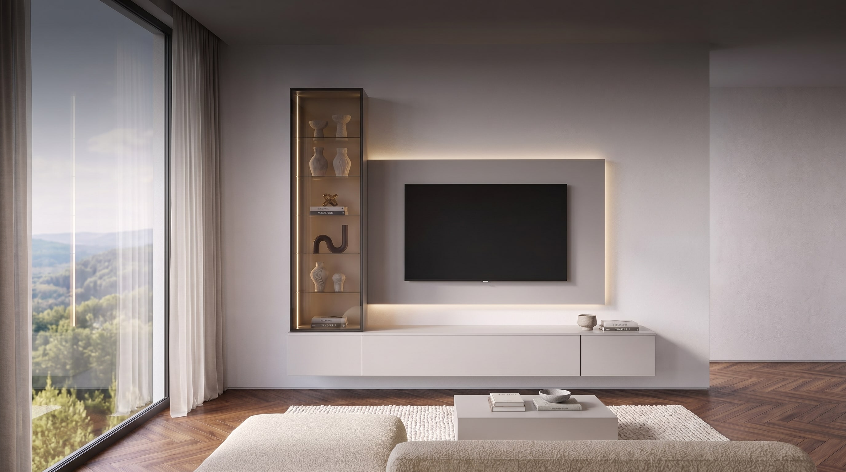 Modern Wall Unit with LED: 3 New Livitalia Models for Your Living Room