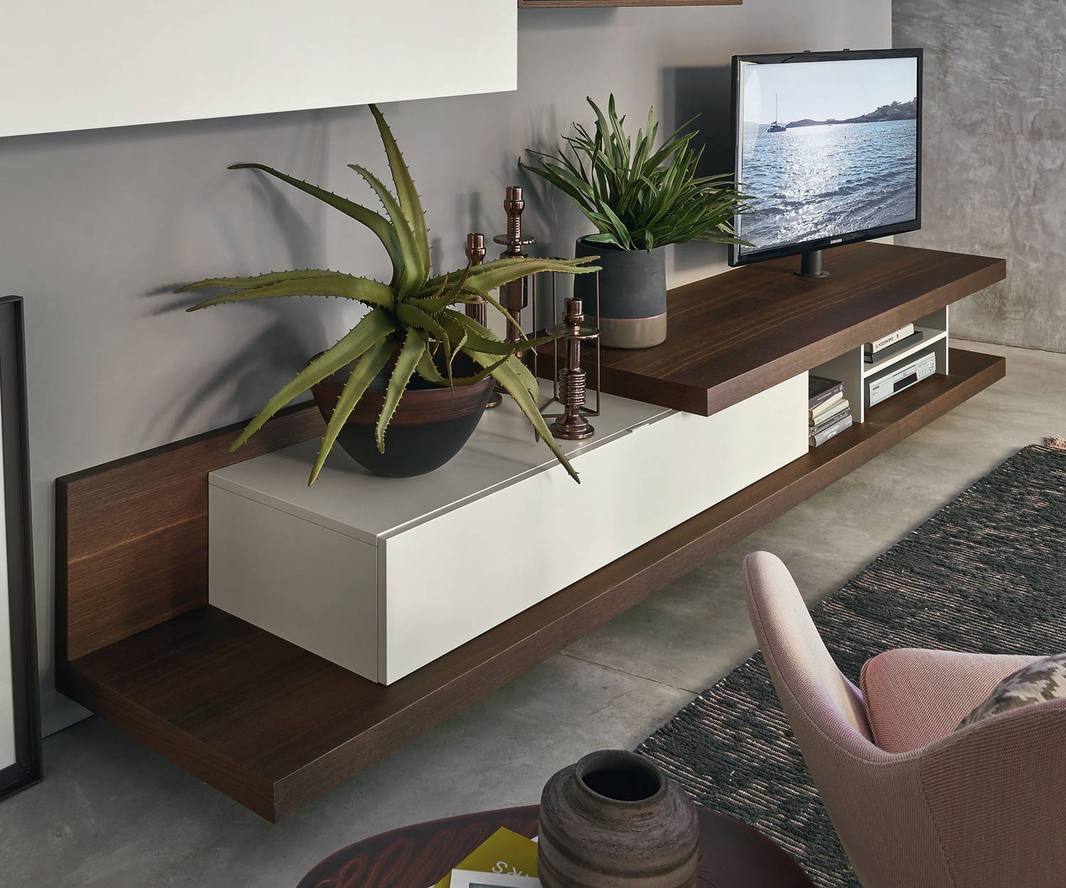 Exklusives Offenes Livitalia Design Design Lowboard Open mit TV Halterung