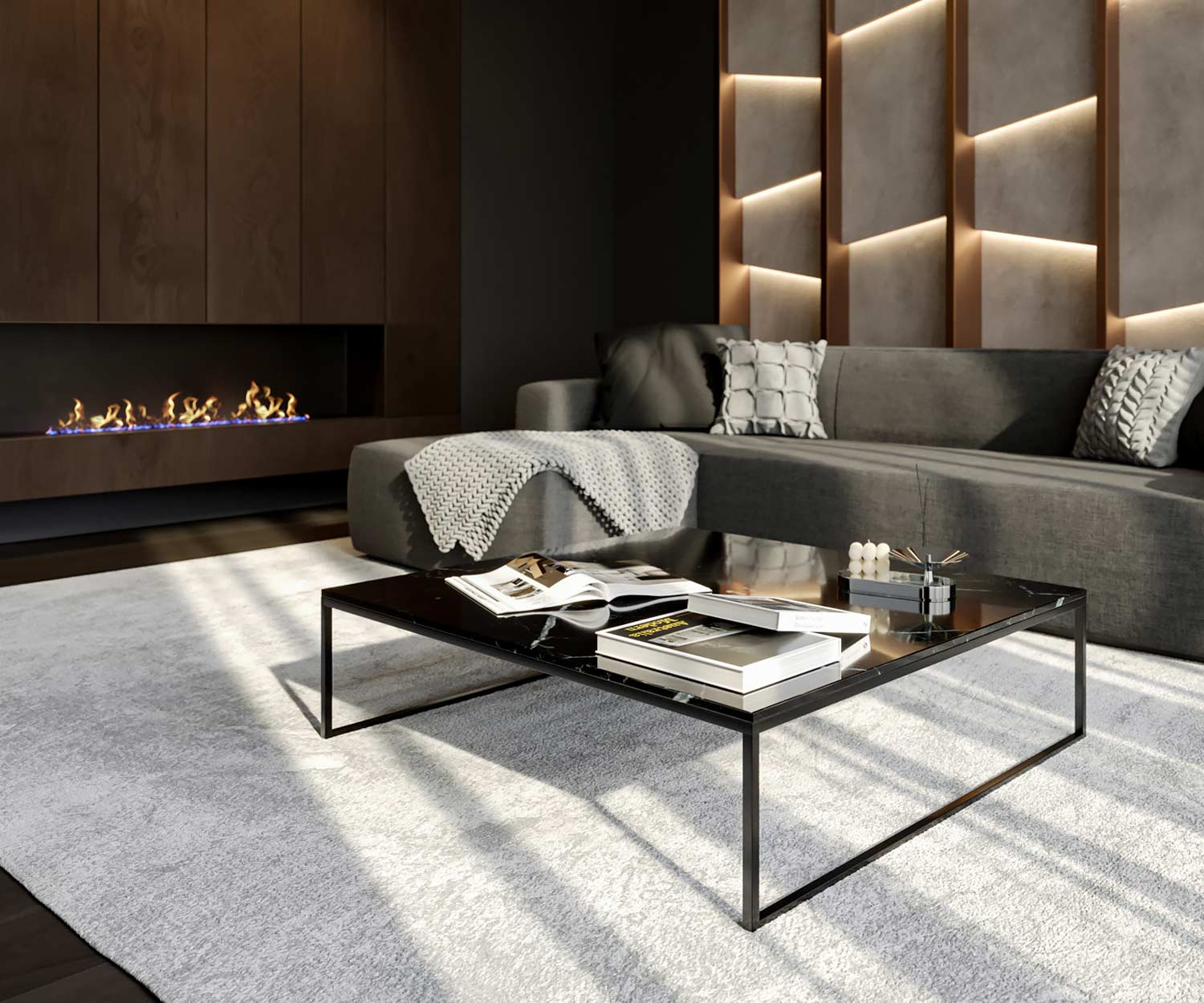 Wohnzimmer Design Marmor Couchtisch minimalistisch