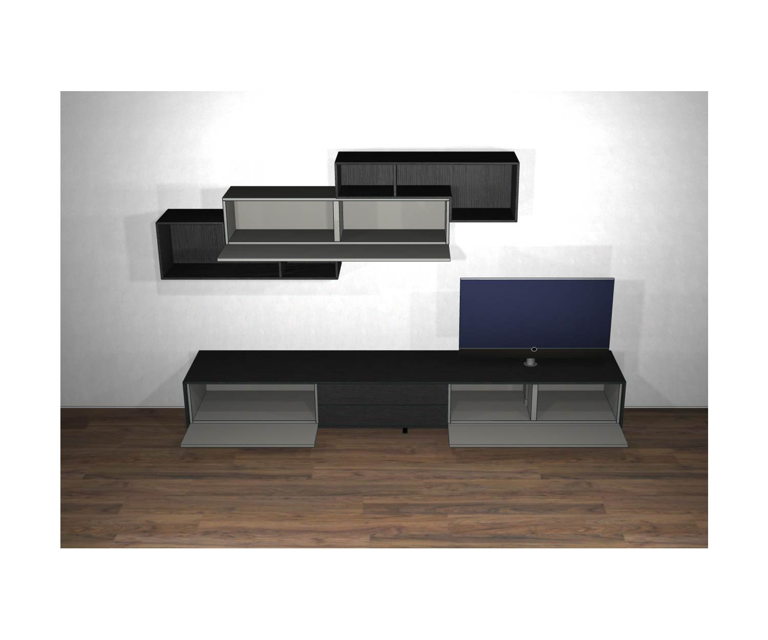 Livitalia Design wall unit C18 with open doors and wall unit elements Livitalia Design wall unit C18 with open doors and wall unit elements