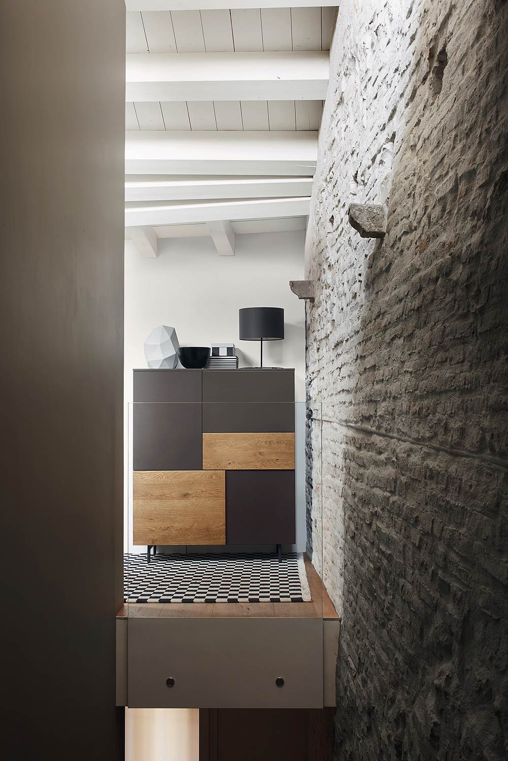Design Schrank Grau Eiche