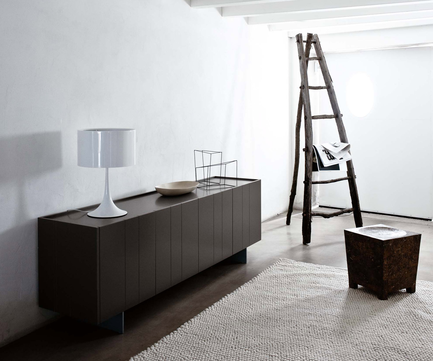 Novamobili Design sideboard in dark grey floor-standing on the wall Novamobili Design sideboard in dark grey floor-standing on the wall
