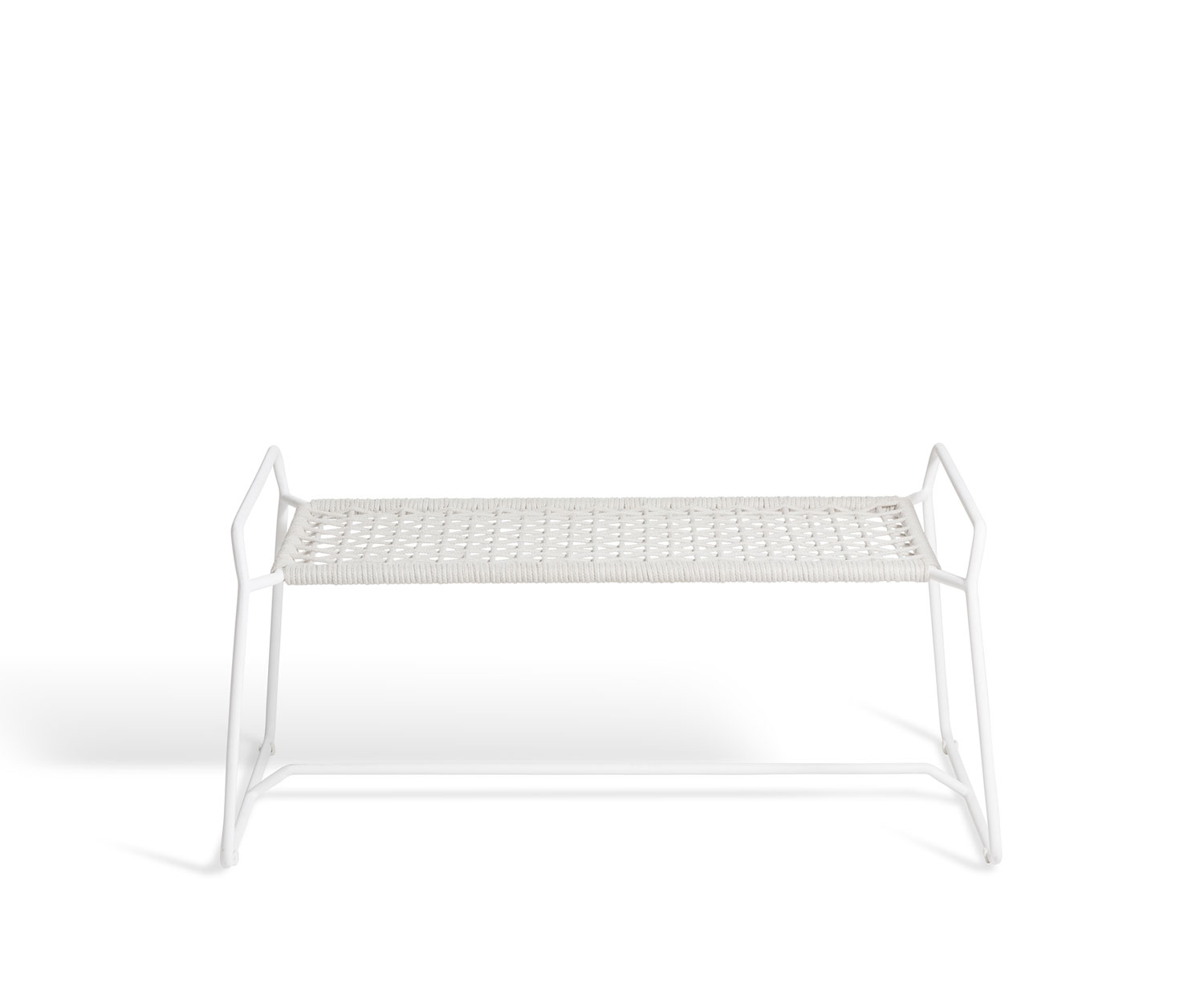 Oasiq Sandur Schnur design stool with seat cushion in white on white cord wickerwork Oasiq Sandur Schnur design stool with seat cushion in white on white cord wickerwork
