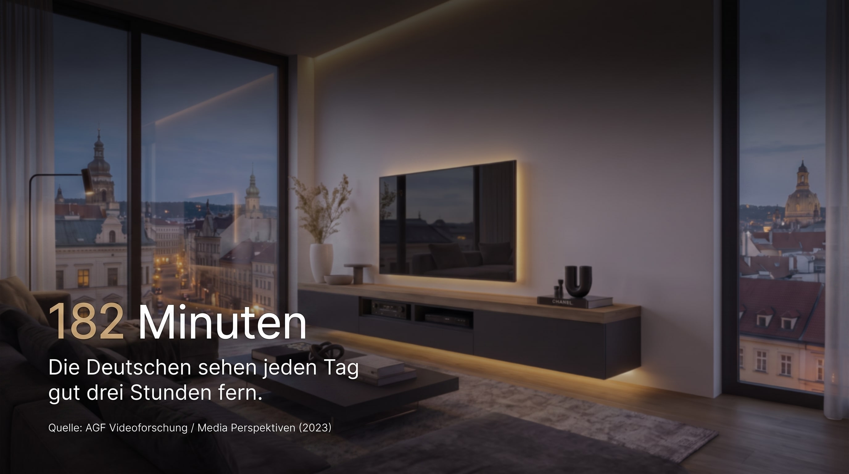 182 Minutes – Germans watch TV for a good three hours every day.