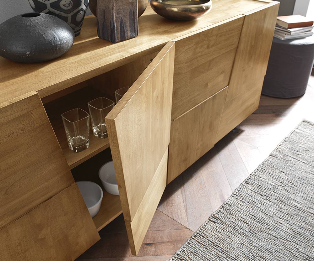 FGF Mobili Trapeze Massicholz Sideboard Tuer offen