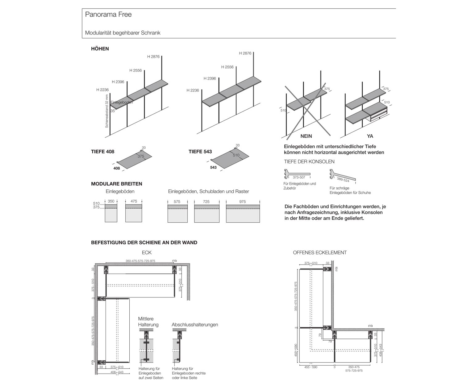 Livitalia Design Panorama Ankleidezimmer System Zubehör mit Skizzen