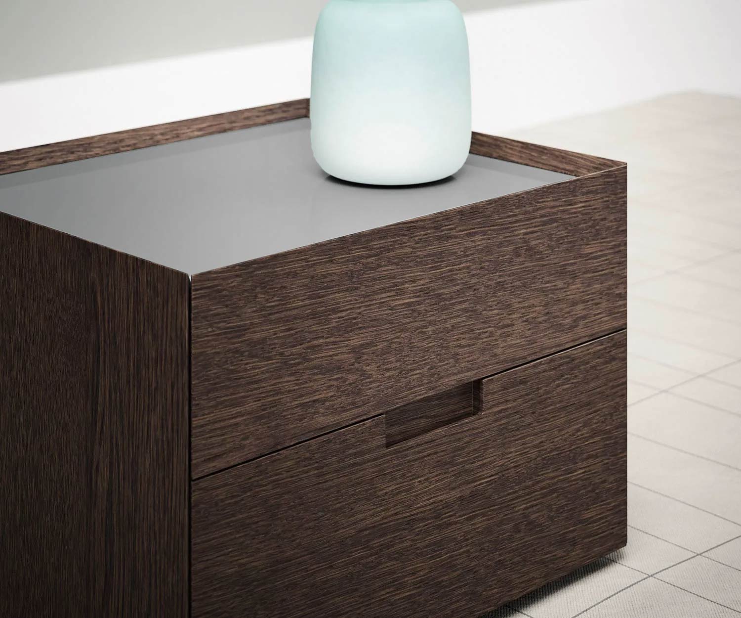 Modern Novamobili Design bedside cabinet Quarantacinque 2 drawers light oak