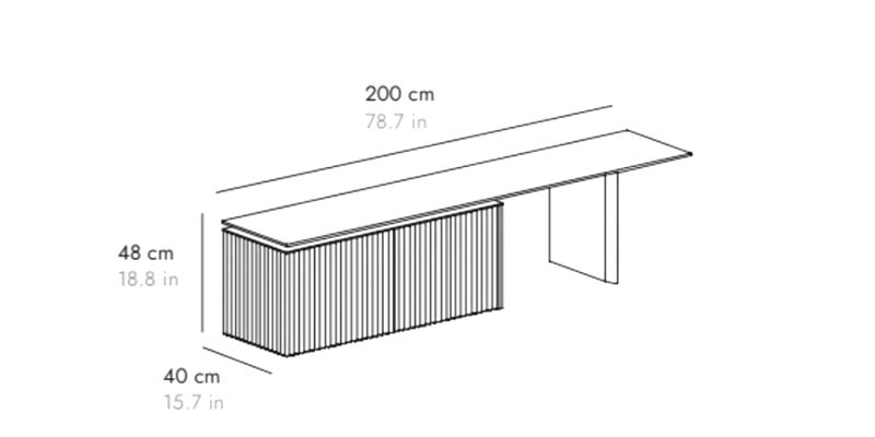 W 200 cm 2 doors under bench