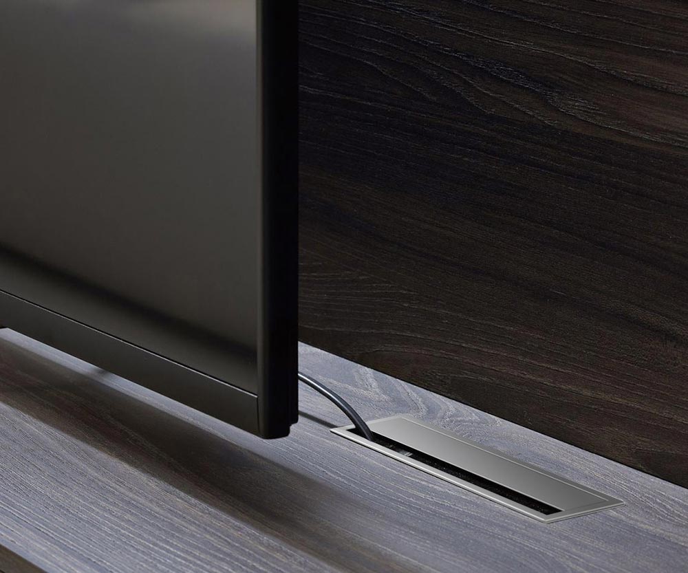 Cable duct in the TV cabinet