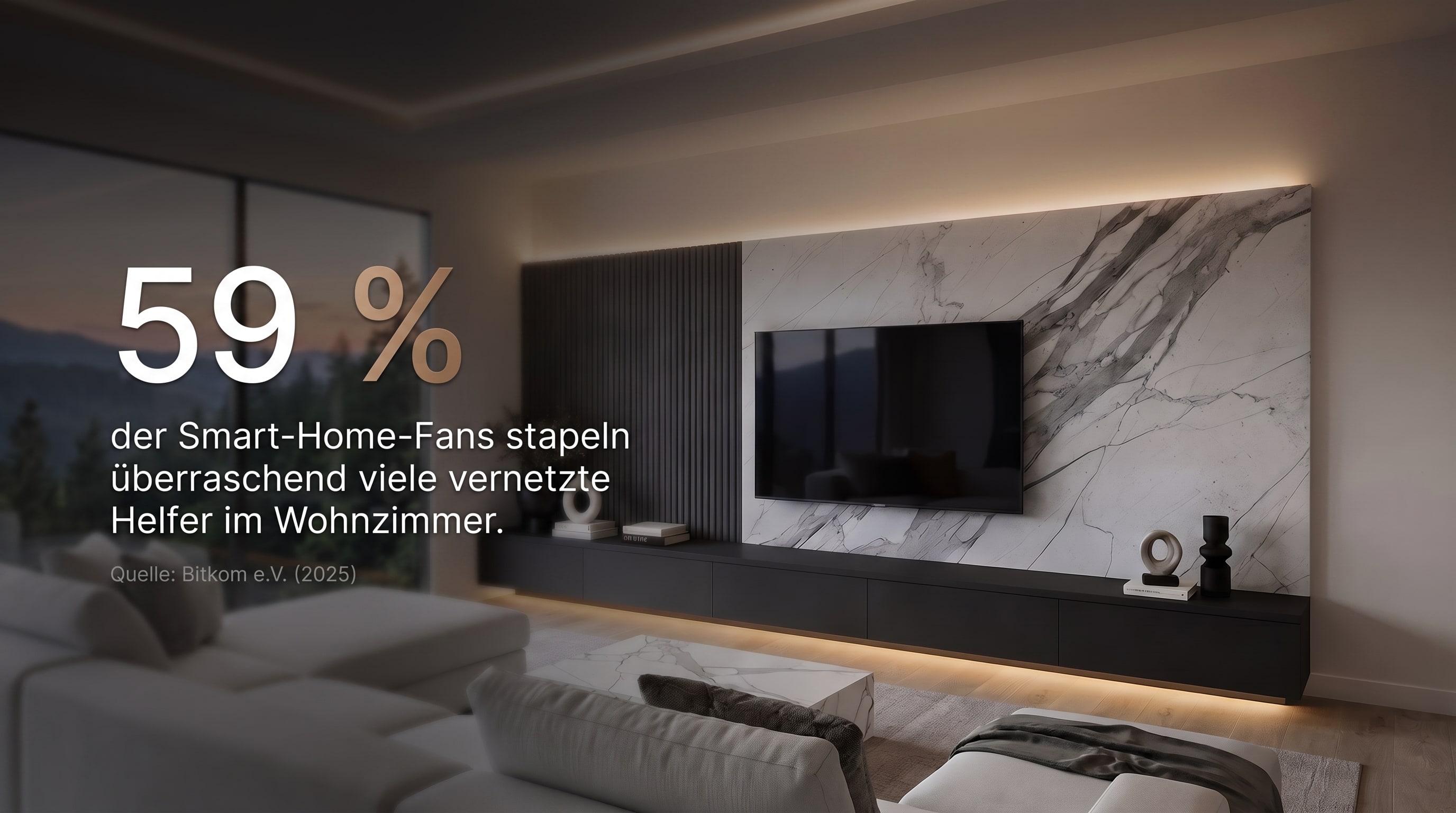 59 % – dei fan della Smart Home accumulano sorprendentemente molti assistenti connessi in soggiorno.