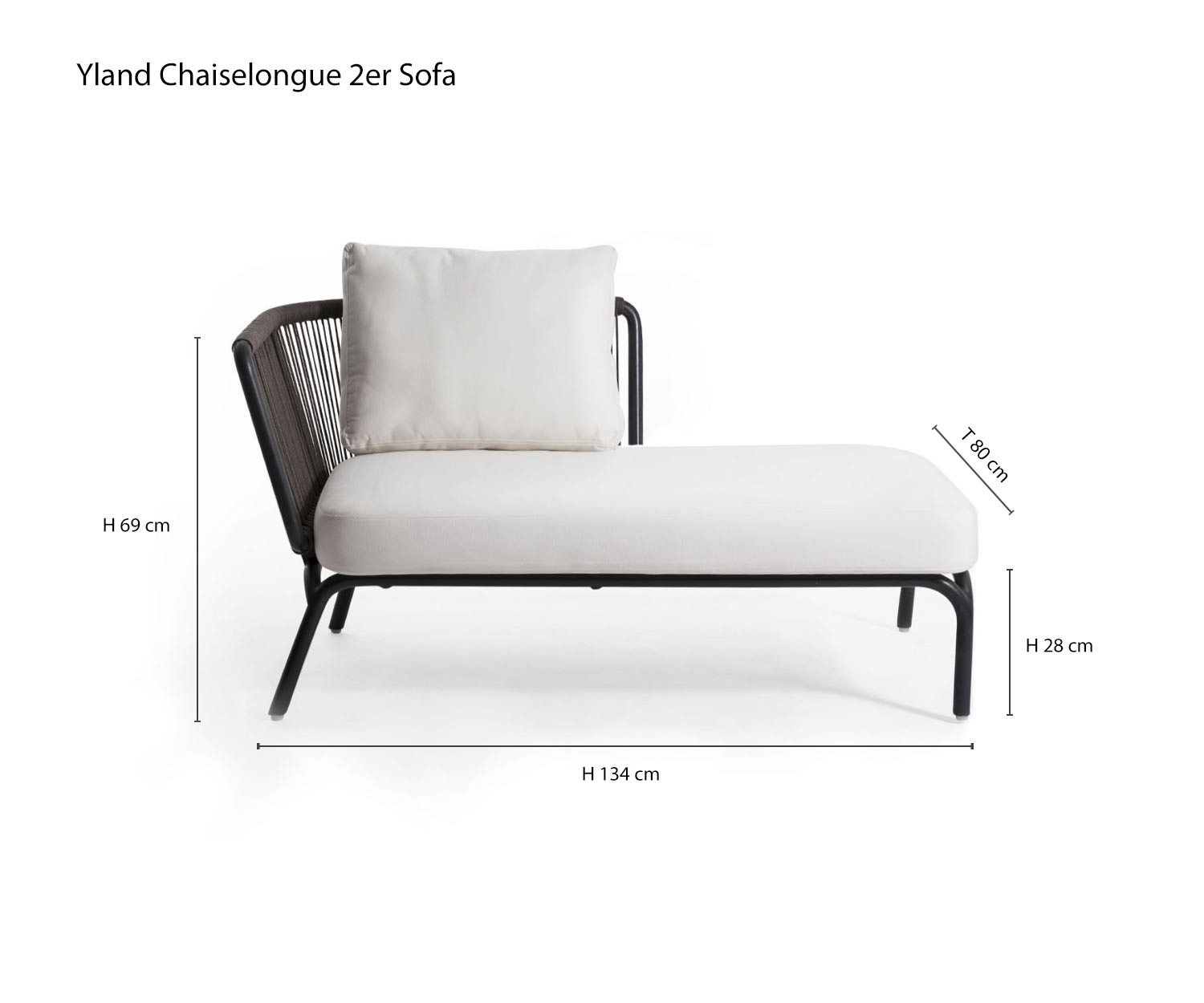 Chaiselongue 2er Designer Sofa Yland von Oasiq Skizze Maße Größen Größenangaben