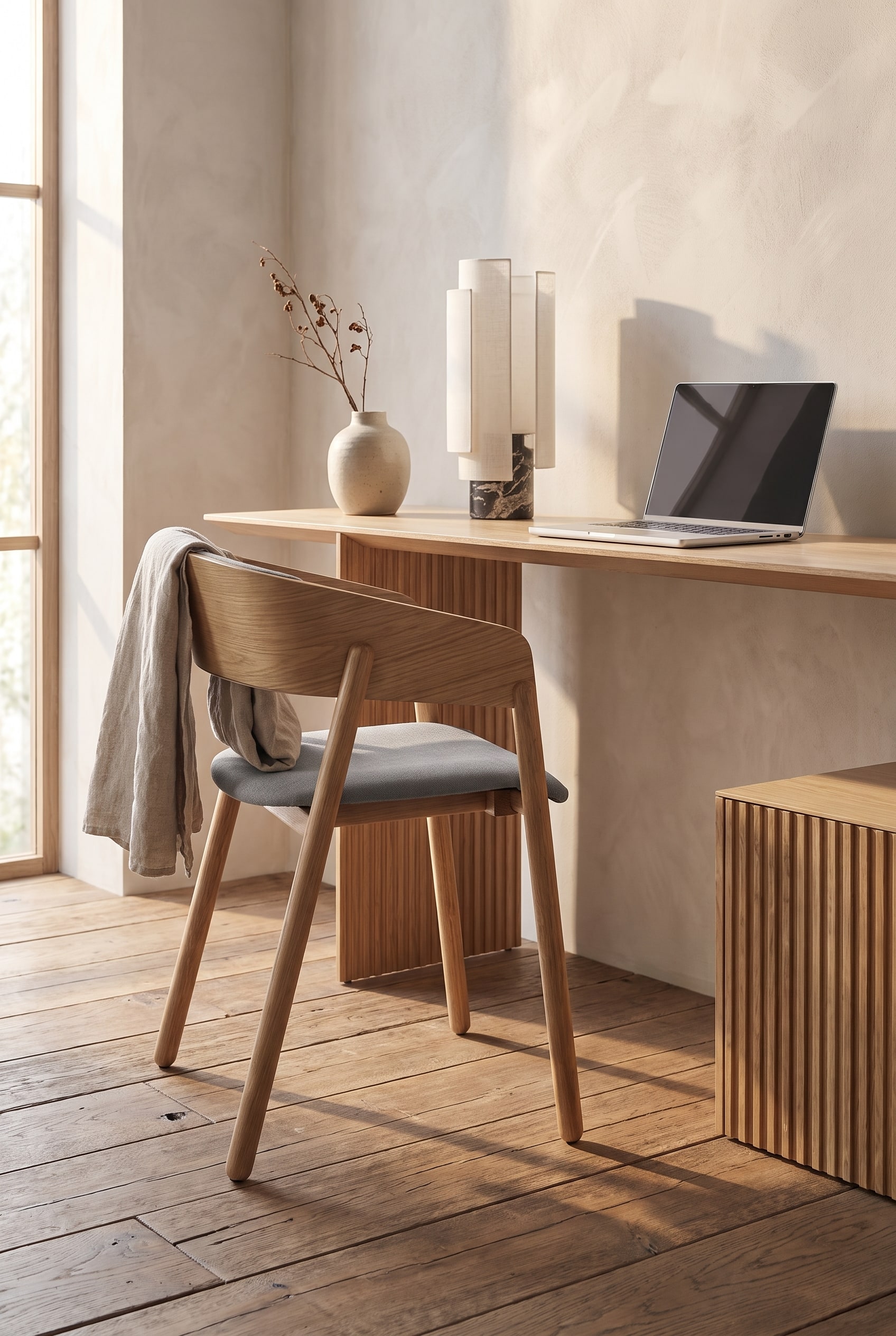 Detailed Punt Solid Wood Chair Mava in a warm room made of pure wood without any technical metal or chrome surfaces