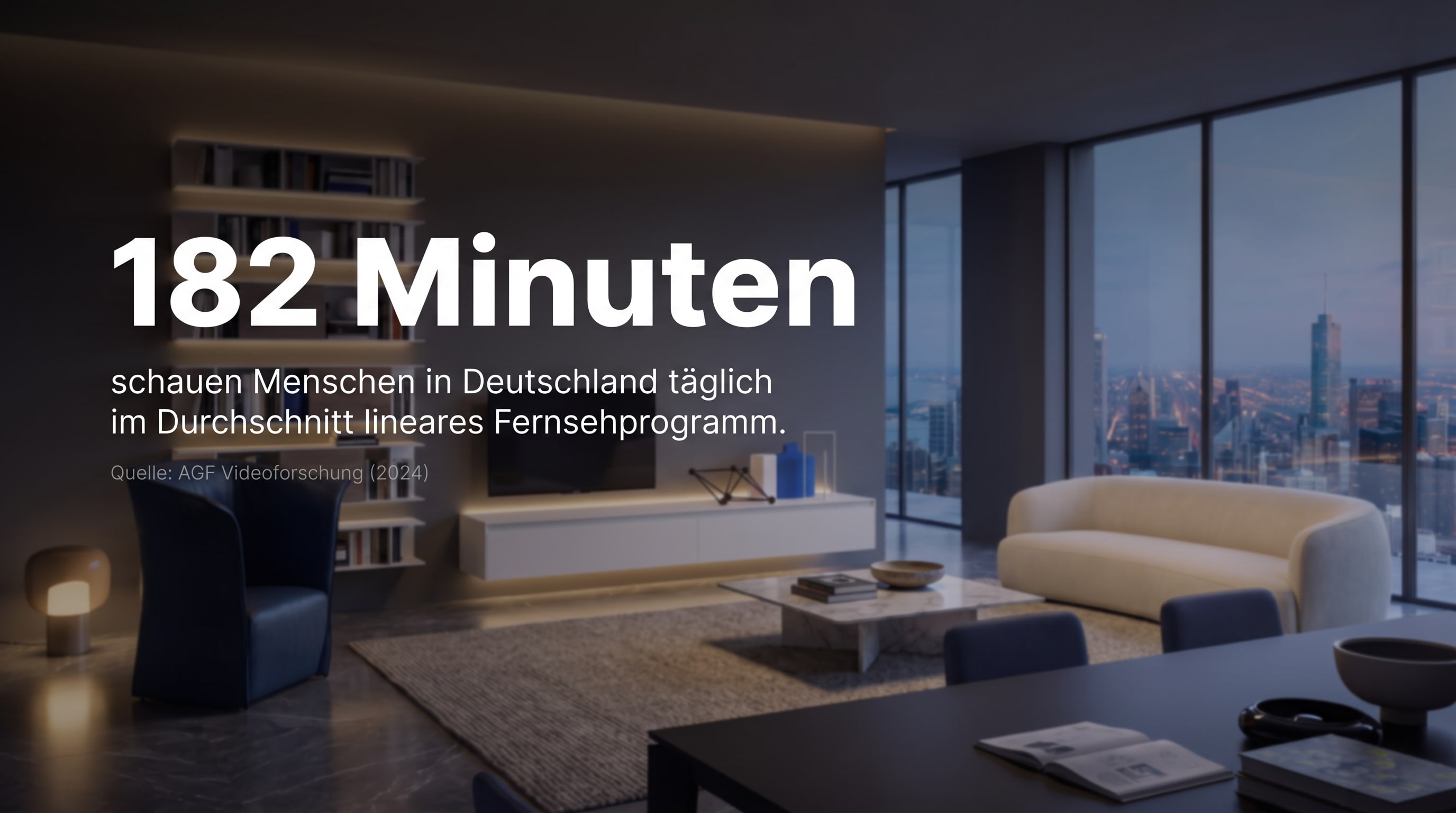 182 Minuten – kijken mensen in Duitsland dagelijks gemiddeld lineaire televisieprogramma's.