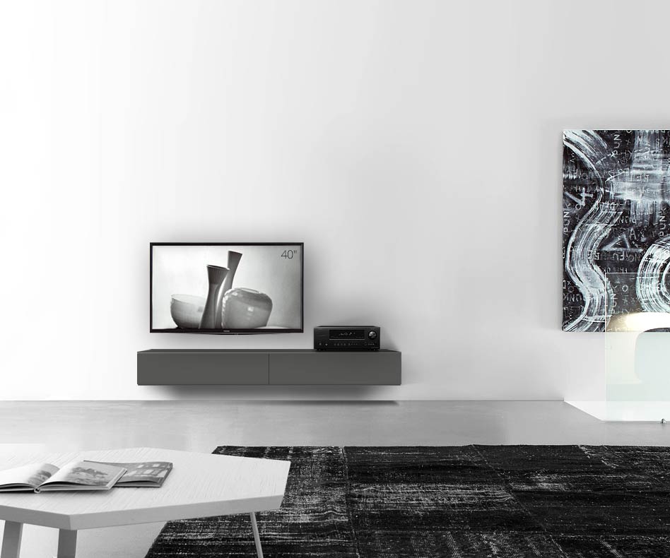 /Design Lowboard Wand B180 H25 5 matt dunkelgrau