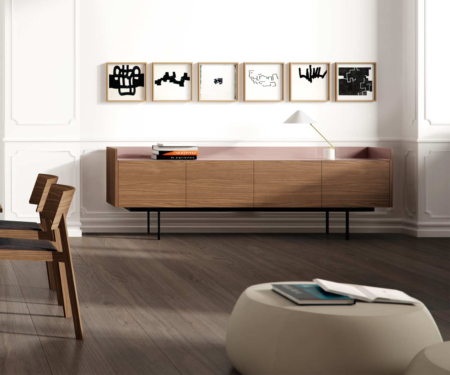 Stilvolles Design Sideboard Aluminium Abdeckplatte mit drei Türen