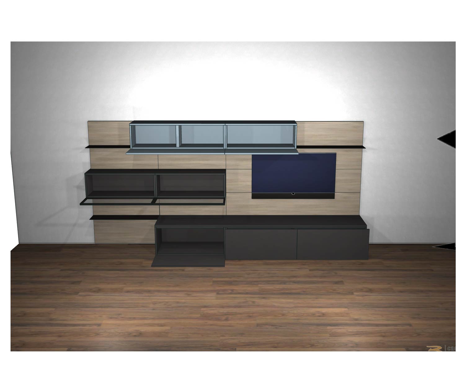 Livitalia Designer Wohnwand C36 mit offenen Türen und weiteren Elementen Livitalia Designer Wohnwand C36 mit offenen Türen und weiteren Elementen