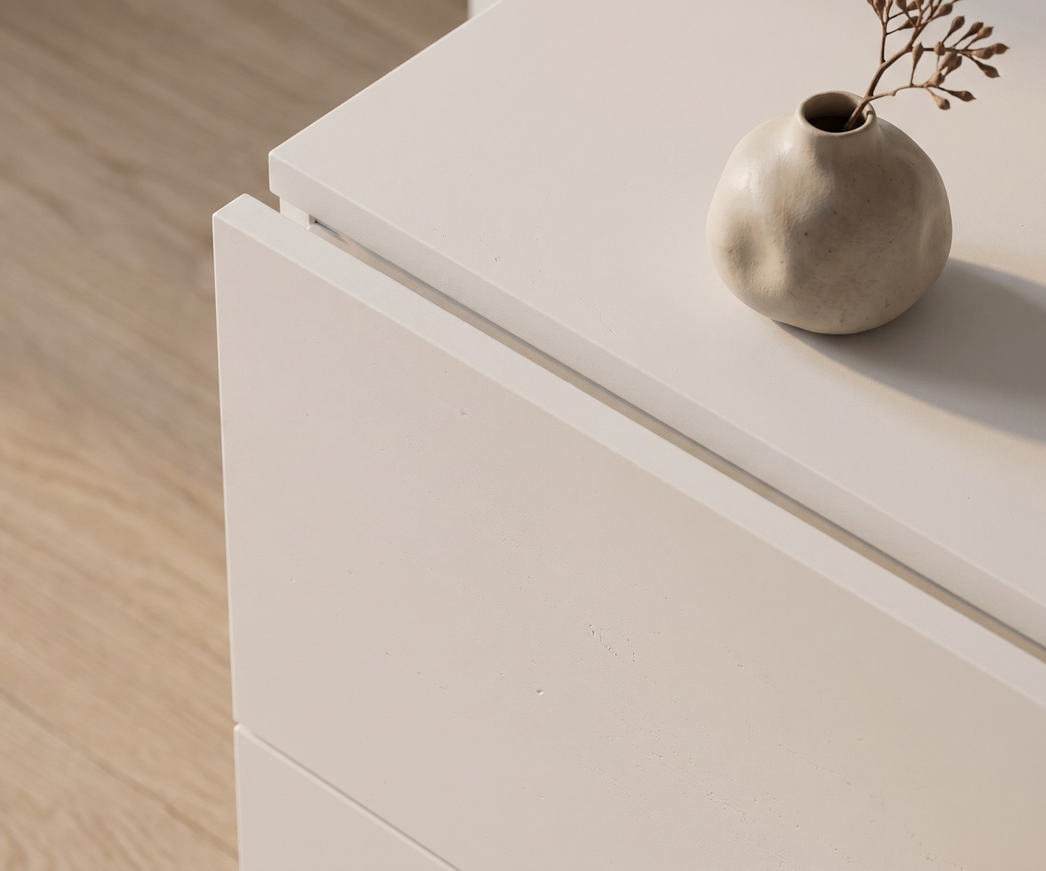 Novamobili Hängekommode Easy mit 4 Schubladen Hängekommode im Schlafzimmer: Weiße Novamobili Hängekommode Easy mit 4 Schubladen in modernem, minimalistischem Design.