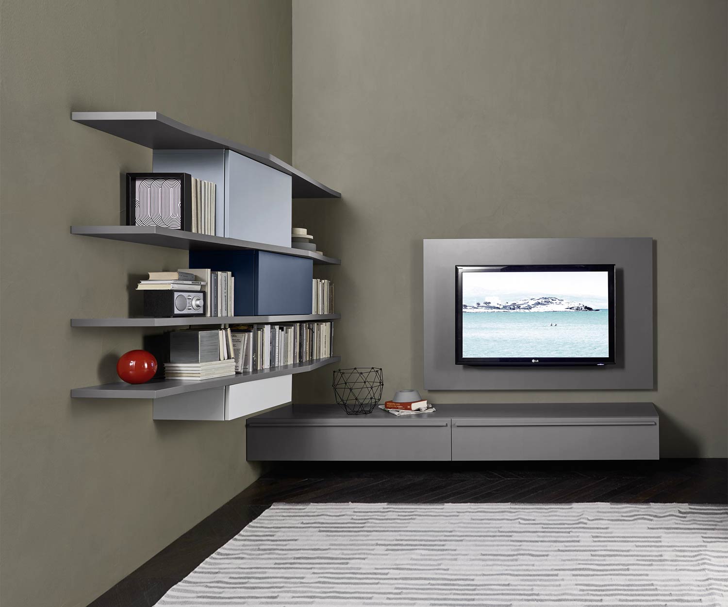 Exclusive Livitalia Design wall unit C61 with TV wall panel